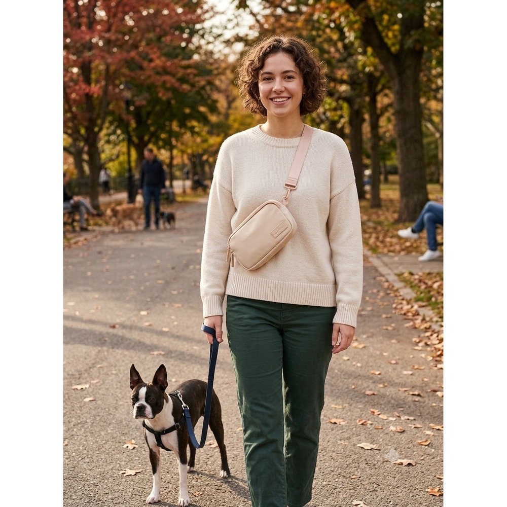 Lucy & Co Pink Neoprene Dog Walking Fanny Pack Crossbody Waste Bag Holder